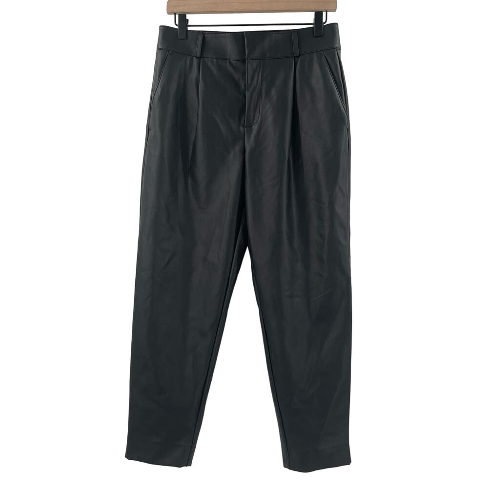 BANANA REPUBLIC Pants Size 4 Faux Leather Black Mob Wife Crop Cropped Pockets